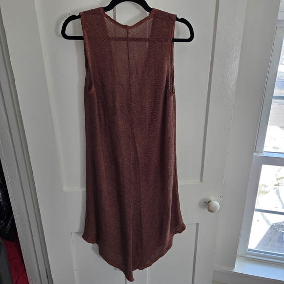 Free People Beach Stretch Knit V-Neck Midi Dress Swim Coverup Rust Color Size XS - Picture 2 of 11